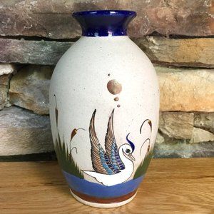 VTG Tonala Swan Vase Mateos Tostado Mexico